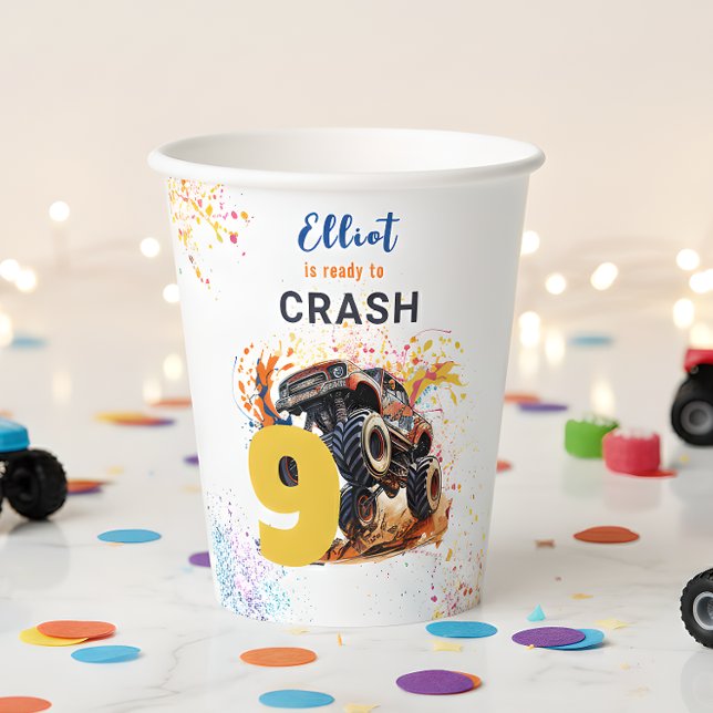 Bereit zum Crash von Monster LKW Geburtstag Pappbecher (Von Creator hochgeladen)