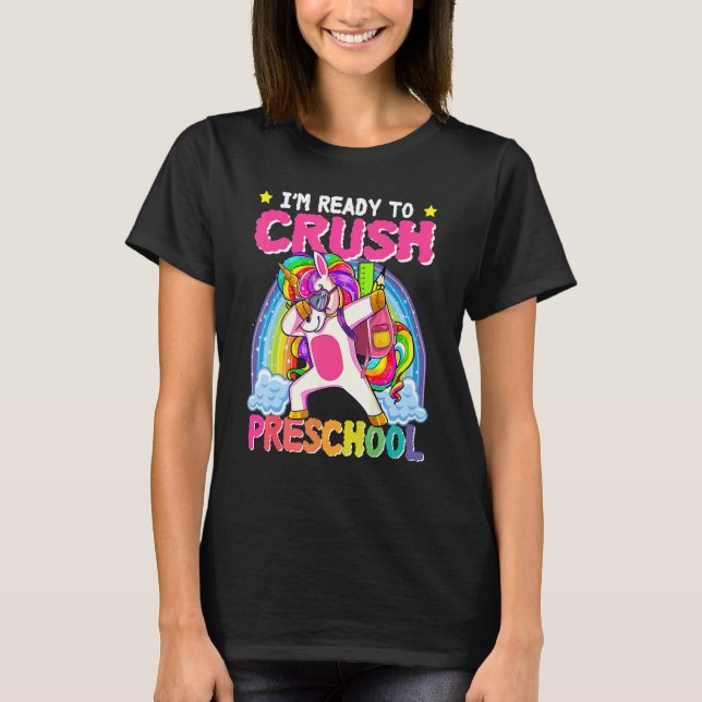 Bereit zum Cursh Preschool Girls Einhorn ersten Ta T-Shirt (Vorderseite)