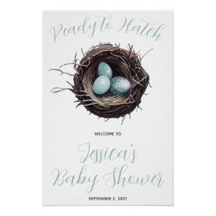 Bereit zum Hatch, Vogelnest, Babydusche Willkommen Poster