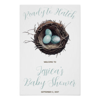 Bereit zum Hatch, Vogelnest, Babydusche Willkommen Poster