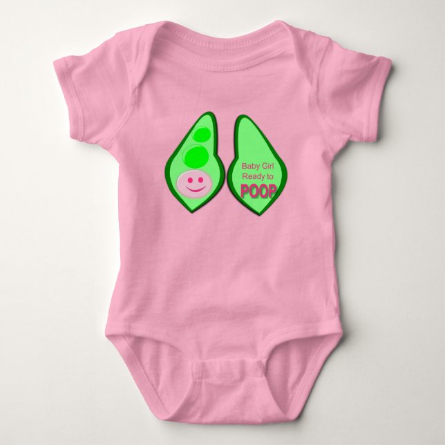 Bereit zum Kack des Baby Girl Pink Pea Baby Bodysu Baby Strampler (Vorderseite)
