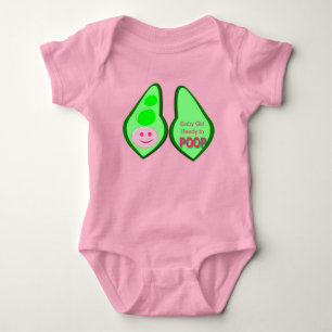 Bereit zum Kack des Baby Girl Pink Pea Baby Bodysu Strampler