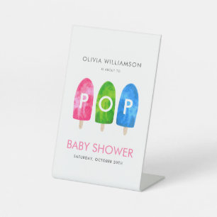 Bereit zum Knallen bunte Popsicle Baby Shower Sockelschild