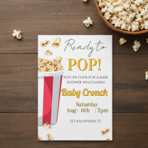 Bereit zum KNALLEN! Popcorn-Baby-Shower-Einladung