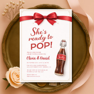 Bereit zum Knallen Sodawasser Roter Schleifen Paar Einladung