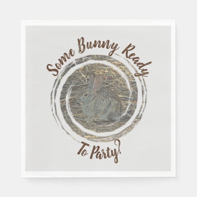 Bereit zum Party Braun Bunny Pub Spaß Ansammlung Serviette (Vorderseite)
