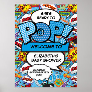 Bereit zum Platzen Baby Shower Blau Willkommenssch Poster