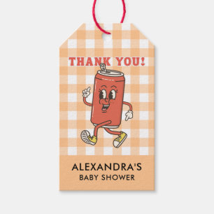 Bereit zum Platzen - Baby Shower Orange Gingham Da Geschenkanhänger