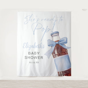 Bereit zum Platzen Blau Baby Shower Foto Hintergru Wandteppich