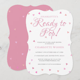 Bereit zum Platzen Rosa Herzen Baby Shower / Sprin Einladung