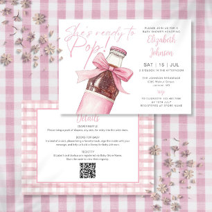 Bereit zum Platzen Rosa Limonadenflasche QR-Code B Einladung