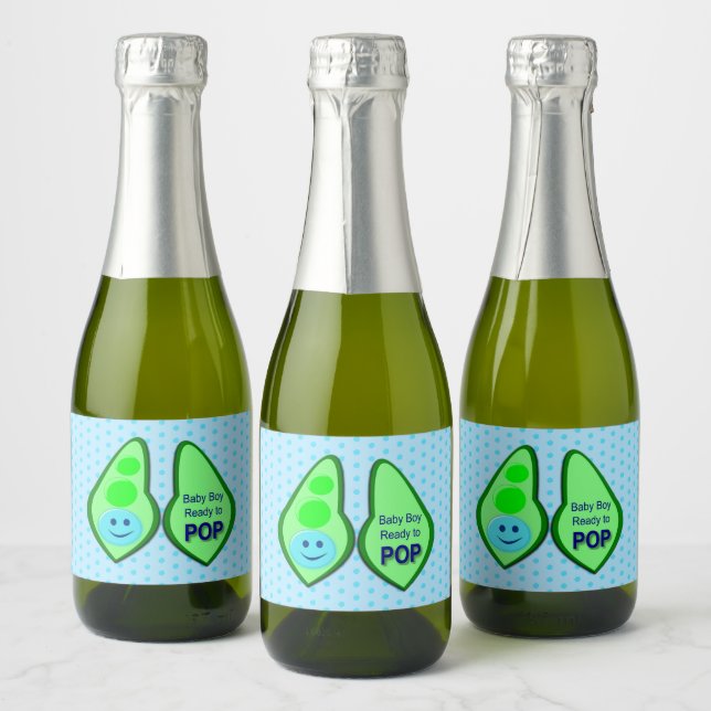 Bereit zum Pop Baby Boy Blue Pea Baby Dusche (Flaschen)