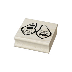 Bereit zum Pop Baby Boy Blue Pea Baby Dusche Gummistempel