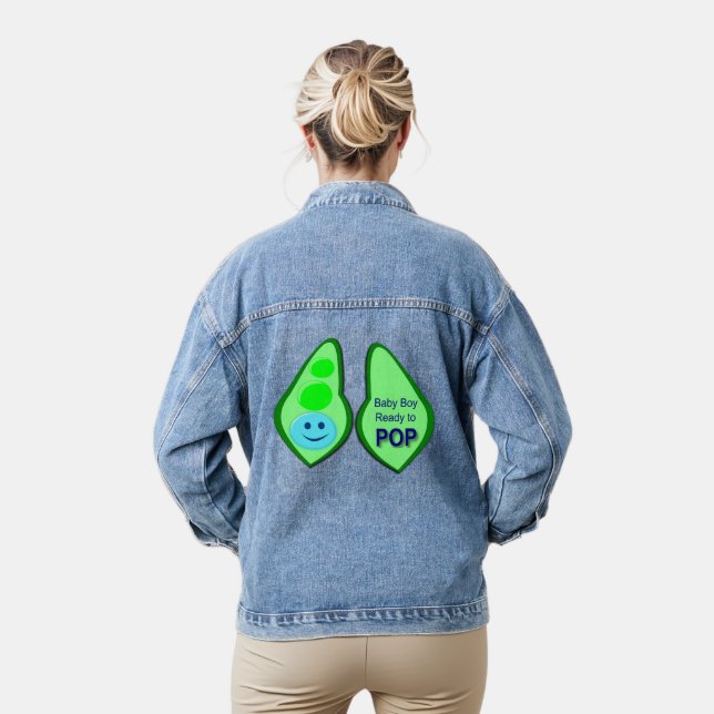 Bereit zum Pop Baby Boy Blue Pea Gender Reveal Jeansjacke (Modell)