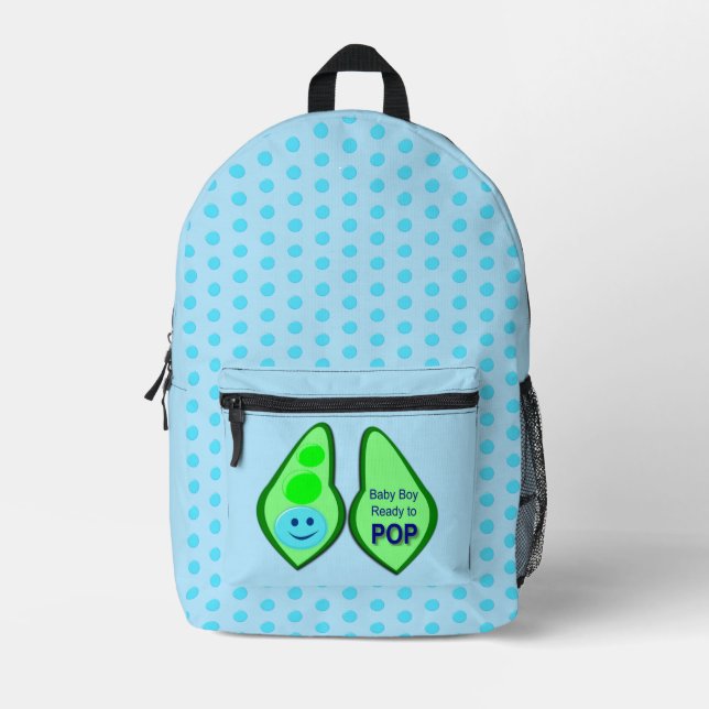 Bereit zum Pop Baby Boy Blue Pee Bedruckter Rucksack (Vorderseite)