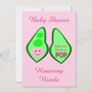 Bereit zum Pop Baby Girl Pink Pea Babydusche Einladung