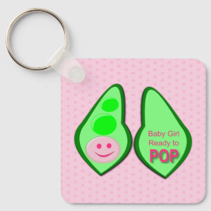 Bereit zum Pop Baby Girl Pink Pea Babydusche Schlüsselanhänger
