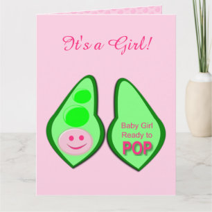 Bereit zum Pop Baby Girl Pink Pea Gender Reveal Karte