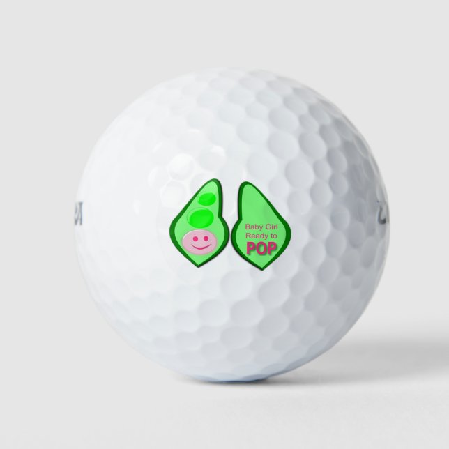 Bereit zum Pop Baby Girl Pink Pea Golfball (Vorderseite)