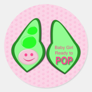 Bereit zum Pop Baby Girl Pink Pea Runder Aufkleber