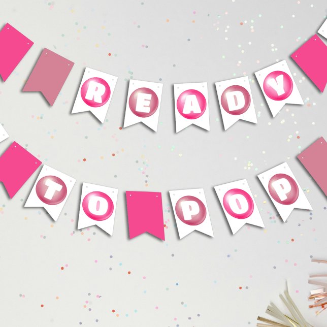 Bereit zum Pop Bubblegum Pink Girl Baby Dusche Wimpelkette (Ready to Pop Bubblegum Pink Girl Baby Shower Bunting Flags
)