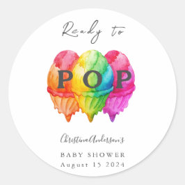 Bereit zum Pop Eiscreme Gradient Pink Babydusche Runder Aufkleber