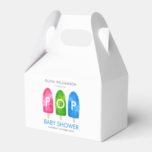 Bereit zum Pop farbenfrohe Blue Baby Dusche Geschenkschachtel (Vorderseite)