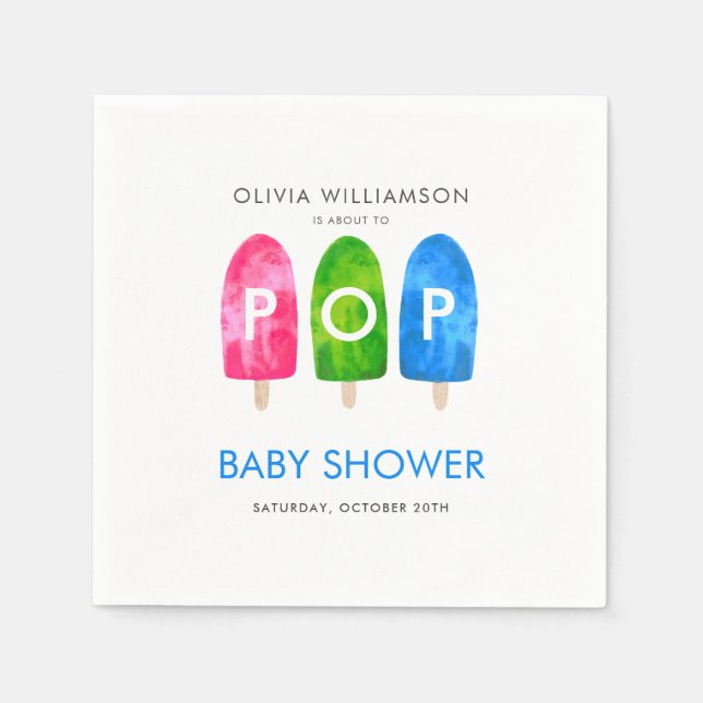 Bereit zum Pop farbenfrohe Blue Baby Dusche Serviette (Vorderseite)
