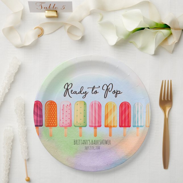 Bereit zum Pop farbenfrohe Popsicle Baby Dusche Pappteller (Hochzeit)