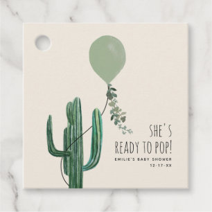 Bereit zum Pop Green Balloon Babydusche Geschenkanhänger