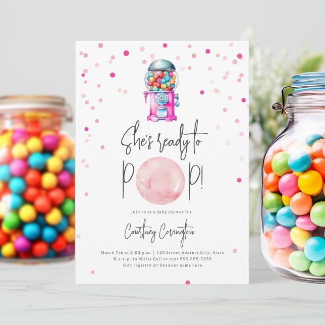 Bereit zum Pop Gumball Machine Bubblegum Babydusch Einladung (Von Creator hochgeladen)