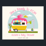 Bereit zum Pop Ice Pop Truck Girl Babydusche Poster<br><div class="desc">Kinderdusche zum Thema Ice-Pop mit einem Wohnmobil mit rosafarbenem Pop,  Kakteen neben dem Wohnmobil und Babykleidung,  die an der Wäscheleine hängt.</div>