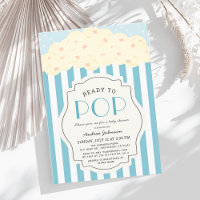 Bereit zum Pop Popcorn Blue Stripe Boy Babydusche