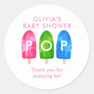 Bereit zum Pop Popsicle Baby Dusche Vielen Dank Runder Aufkleber
