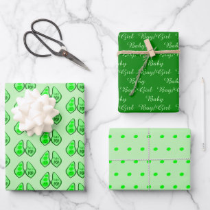 Bereit zum Pop Schwangere, grüne Pea Baby Dusche Geschenkpapier Set