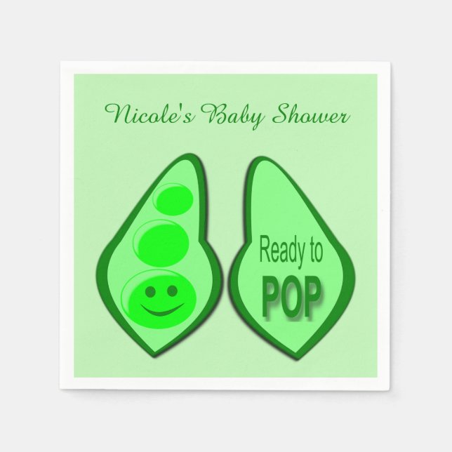 Bereit zum Pop Schwangere, grüne Pea Baby Dusche Serviette (Vorderseite)