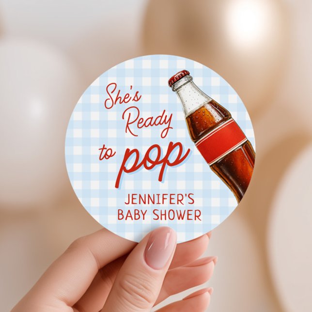 Bereit zum Pop Soda Pop Cola Boy Babydusche Runder Aufkleber (Von Creator hochgeladen)