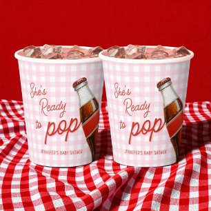 Bereit zum Pop Soda Pop Cola Girl Babydusche Pappbecher