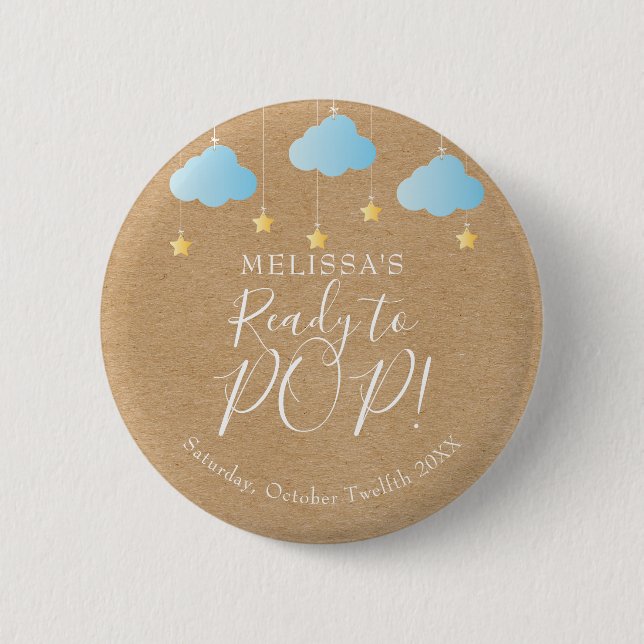 Bereit zum POP Twinkle Twinkle Blue Rustic Kraft Button (Vorderseite)