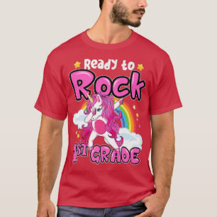 Bereit zum Rock 1st Grade Dabbing Einhorn Regenbog T-Shirt