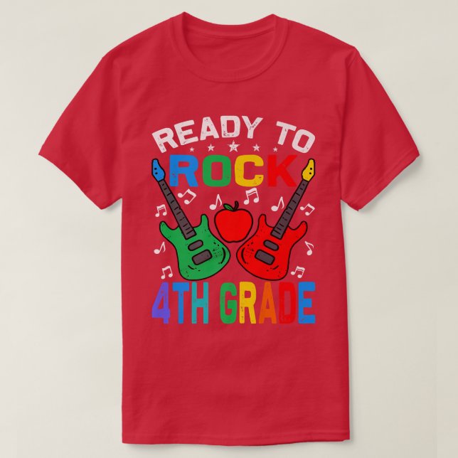 Bereit zum Rock 4. Klasse zurück zur Gitarre Prem  T-Shirt (Design vorne)