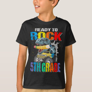 Bereit zum Rock 5. Klasse Monster Truck Dinosaur J T-Shirt
