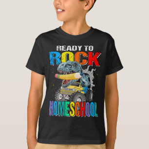 Bereit zum Rock Homeschool Monster Truck Dinosauri T-Shirt