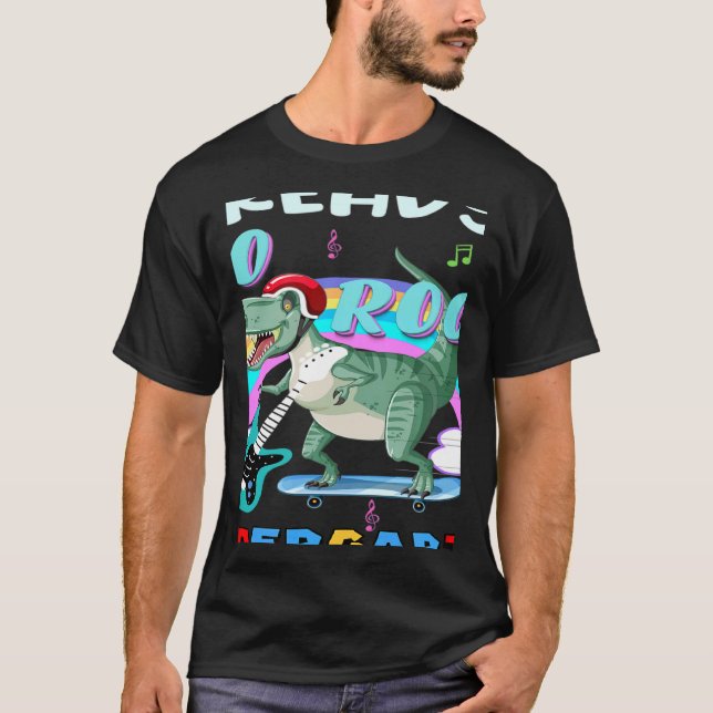 Bereit zum Rock Kindergarten Dinosaurier erster Ta T-Shirt (Vorderseite)