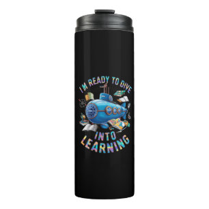 Bereit Zum Tauchen In Das Lernen Zurück Zur Schule Thermosbecher