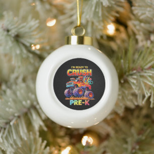 Bereit zum Zerstören Pre-K-Monstertruck Zurück zur Keramik Kugel-Ornament