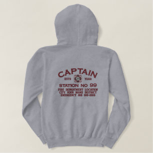 Bereit zur Personalisierung von Captain Firefighte Bestickter Hoodie