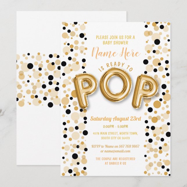 Bereiten Sie zum POP Jungen-Baby-Duschen-Gold u. Einladung (Vorne/Hinten)