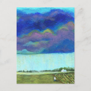 Bereitstellung Abstrakter Folk Art Landschaftsmale Postkarte