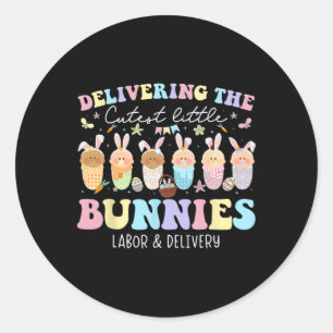 Bereitstellung der Niedlichsten Bunnies Osterarbei Runder Aufkleber